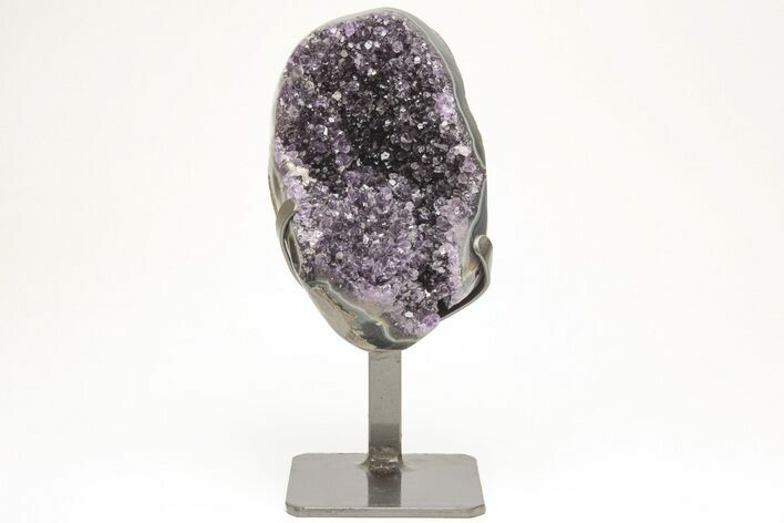 Sparkly Dark Purple Amethyst Geode With Metal Stand #208986